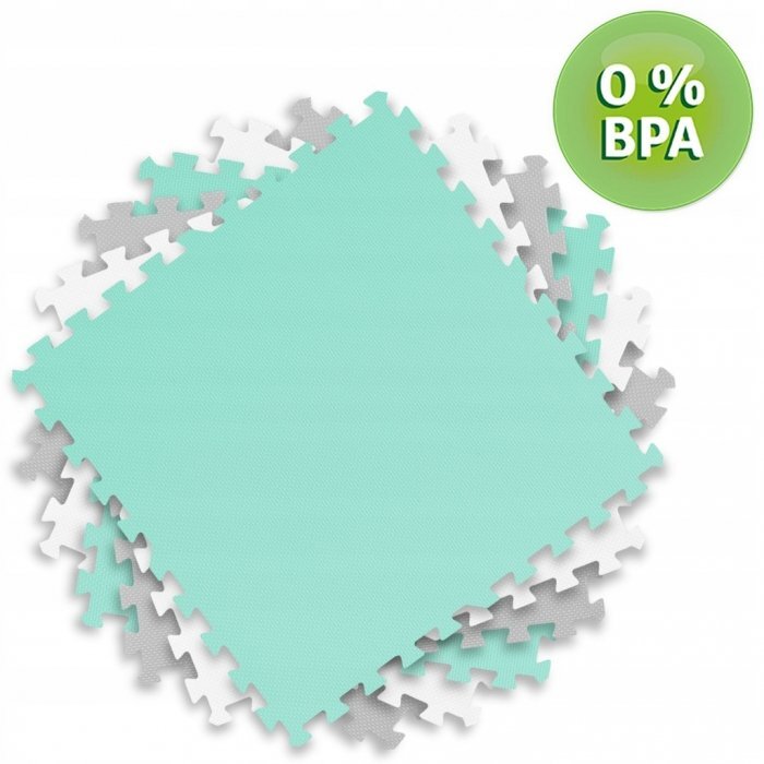 Ricokids Covoras de joaca puzzle 180 x 180 cm TurcoazGri cu 9pieserealizat din spuma EVA inodoraantiderapantrezistent la apausor de curatatconfiguratii multipleutilizare cresegradinite