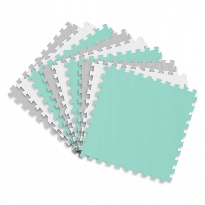 Ricokids Covoras de joaca puzzle 180 x 180 cm TurcoazGri cu 9pieserealizat din spuma EVA inodoraantiderapantrezistent la apausor de curatatconfiguratii multipleutilizare cresegradinite