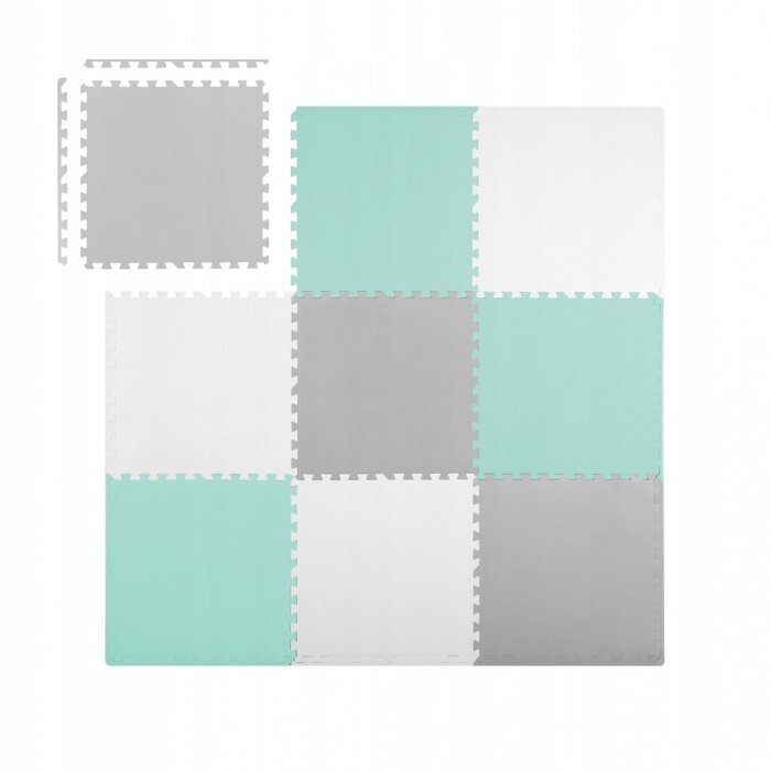 Ricokids Covoras de joaca puzzle 180 x 180 cm TurcoazGri cu 9pieserealizat din spuma EVA inodoraantiderapantrezistent la apausor de curatatconfiguratii multipleutilizare cresegradinite