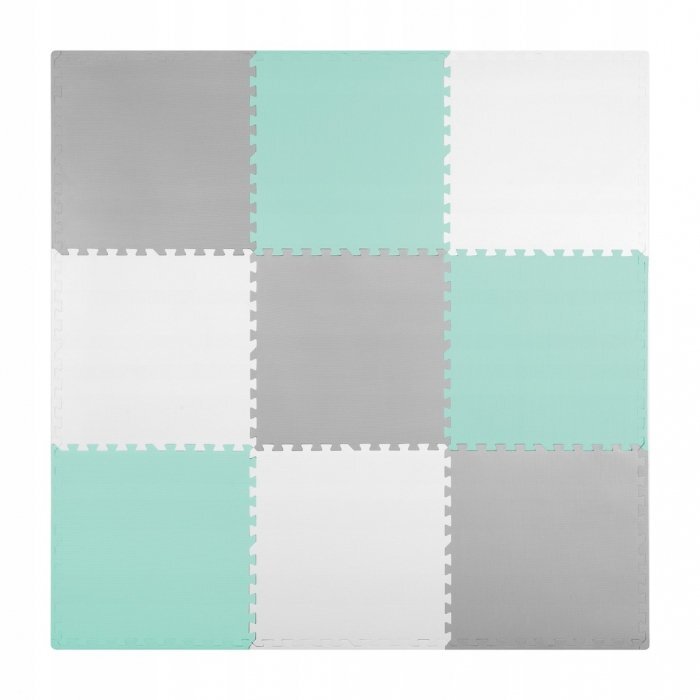 Ricokids Covoras de joaca puzzle 180 x 180 cm TurcoazGri cu 9pieserealizat din spuma EVA inodoraantiderapantrezistent la apausor de curatatconfiguratii multipleutilizare cresegradinite