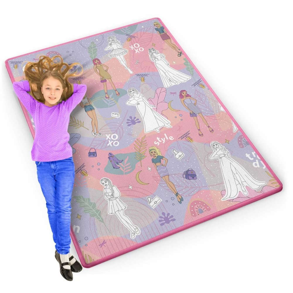 Ricokids Covoras din spuma pentru joaca si colorat cu markere incluse 120x90x03 cm Pink Style