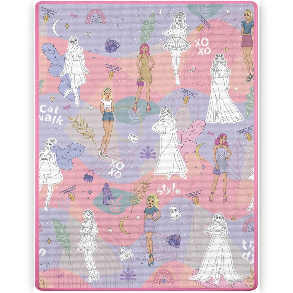 Ricokids Covoras din spuma pentru joaca si colorat cu markere incluse 120x90x03 cm Pink Style