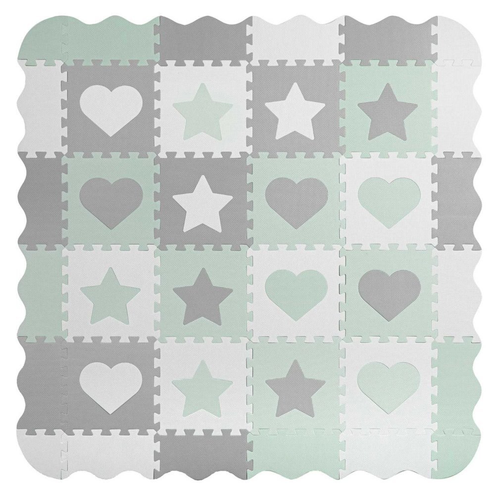 Ricokids Covoras puzzle multifunctional pentru copii 151x151 cm GriMenta din spuma EVA inodora 16 piese cu doua fetetermoizolantantiderapantconstructie in configuratii multiple