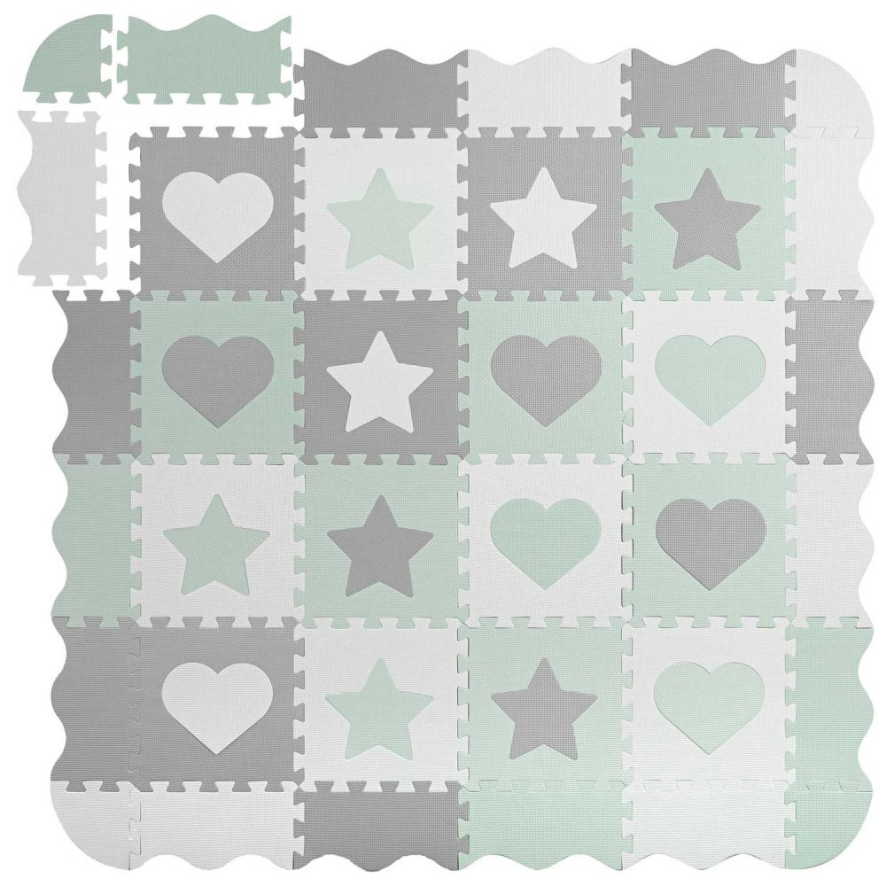 Ricokids Covoras puzzle multifunctional pentru copii 151x151 cm GriMenta din spuma EVA inodora 16 piese cu doua fetetermoizolantantiderapantconstructie in configuratii multiple