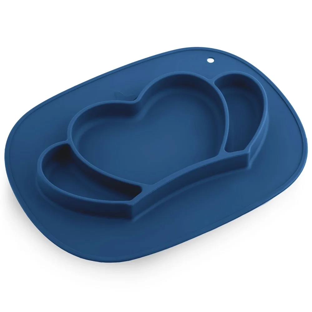 Ricokids Farfurie compartimentata Albastru royal cu capac din silicon fara bpapotrivit pentru masina de vase si microunde