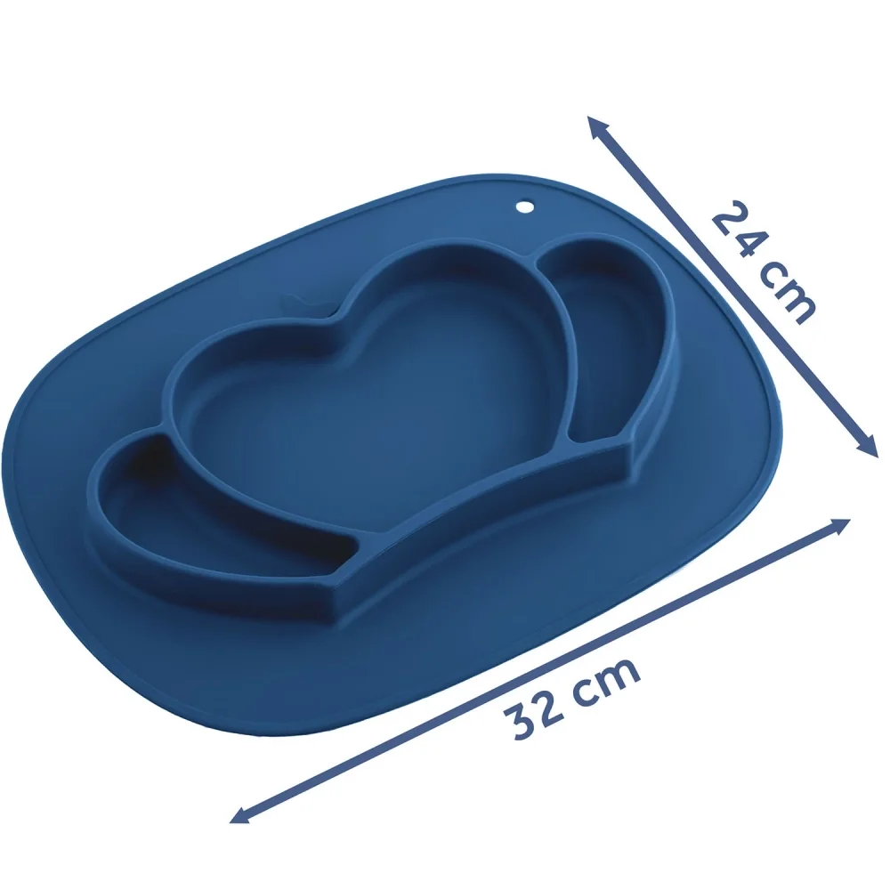 Ricokids Farfurie compartimentata Albastru royal cu capac din silicon fara bpapotrivit pentru masina de vase si microunde