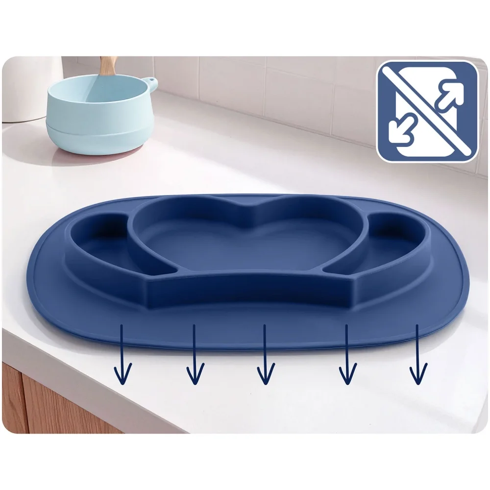 Ricokids Farfurie compartimentata Albastru royal cu capac din silicon fara bpapotrivit pentru masina de vase si microunde