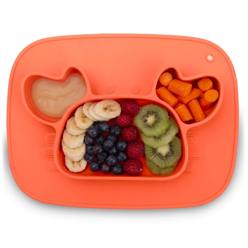 Ricokids Farfurie compartimentata Crab Rosu cu capac din silicon fara bpapotrivit pentru masina de vase si microunde