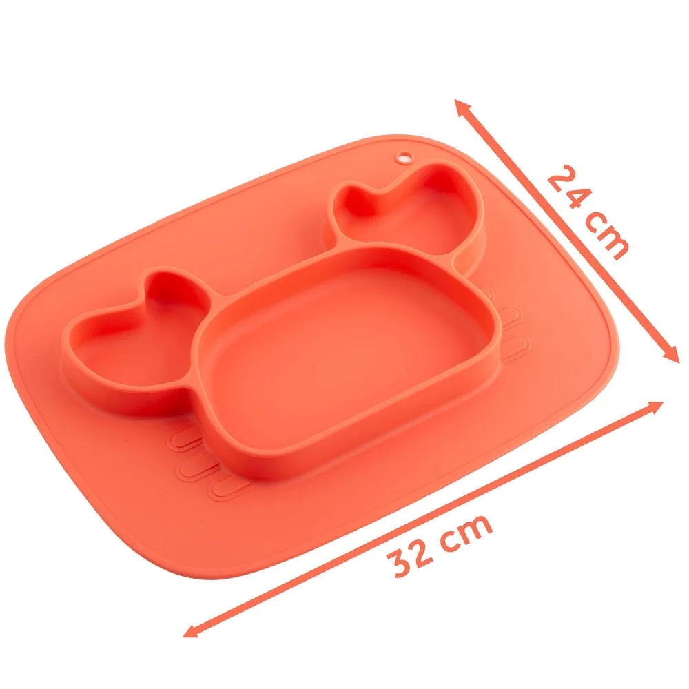 Ricokids Farfurie compartimentata Crab Rosu cu capac din silicon fara bpapotrivit pentru masina de vase si microunde