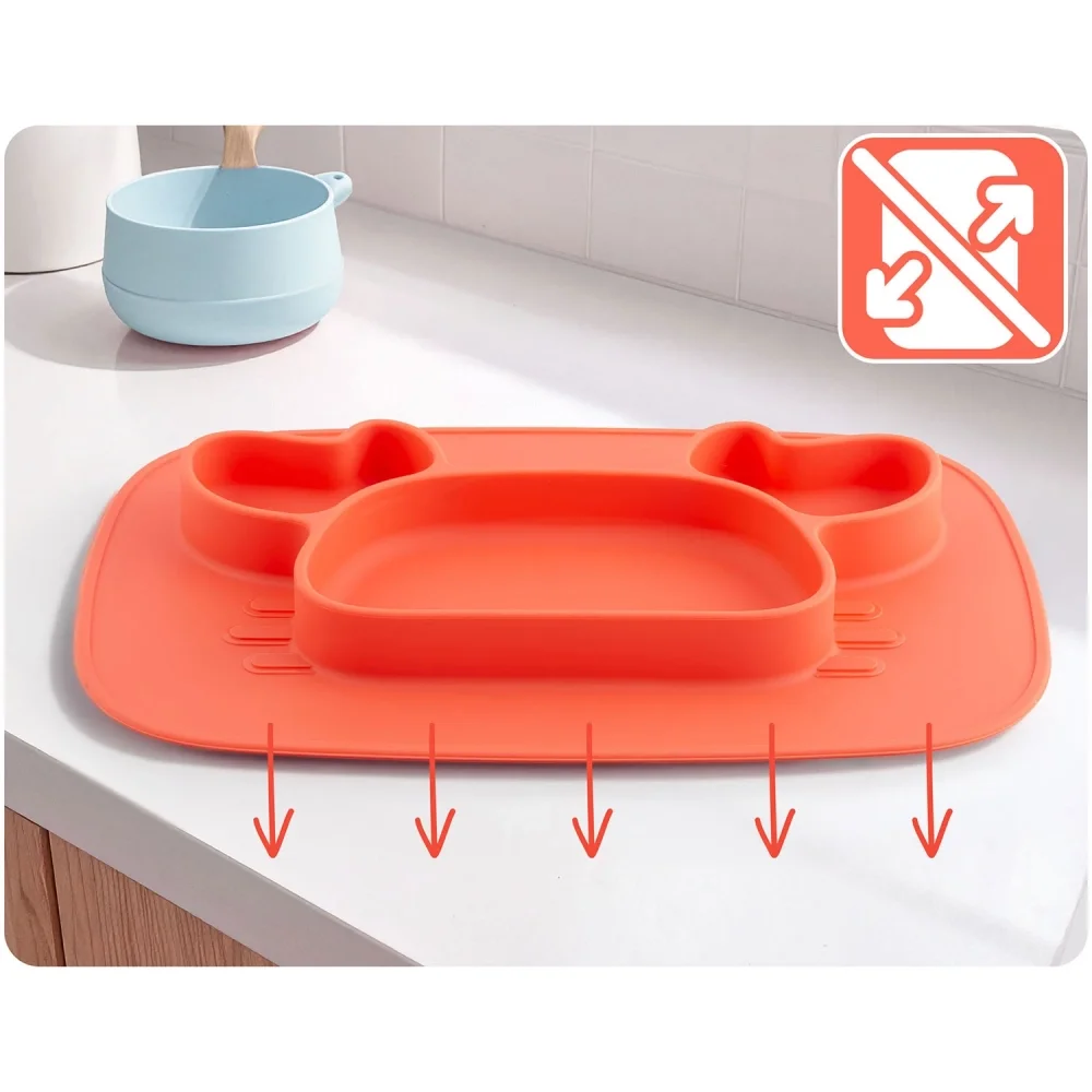 Ricokids Farfurie compartimentata Crab Rosu cu capac din silicon fara bpapotrivit pentru masina de vase si microunde