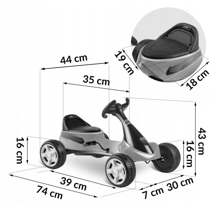 Ricokids Kart cu pedale si roti din plastic dur Gokart RK-595 Rosu