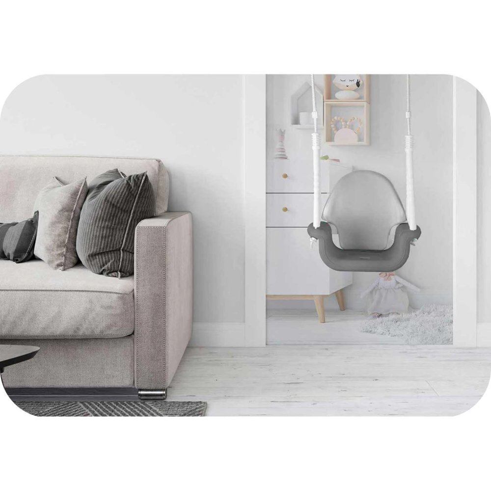 Ricokids Leagan de gradina convertibil 3in1 pentru copii Elefant GriAlb utilizare interiorexterior cu bara de protectie si spatar detasabilefranghii cu dimensiune reglabilasezut ergonomicsarcina maxima 30 kg