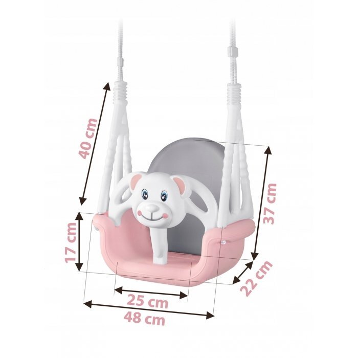 Ricokids Leagan de gradina convertibil 3in1 pentru copii Ursulet RozAlb utilizare interiorexterior cu bara de protectie si spatar detasabilefranghii cu dimensiune reglabilasezut ergonomicsarcina maxima 30 kg