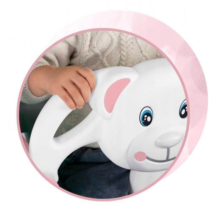 Ricokids Leagan de gradina convertibil 3in1 pentru copii Ursulet RozAlb utilizare interiorexterior cu bara de protectie si spatar detasabilefranghii cu dimensiune reglabilasezut ergonomicsarcina maxima 30 kg