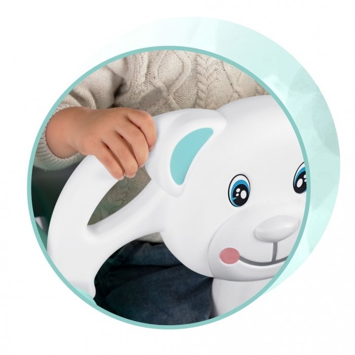 Ricokids Leagan de gradina convertibil 3in1 pentru copii Ursulet TurcoazAlb utilizare interiorexterior cu bara de protectie si spatar detasabilefranghii cu dimensiune reglabilasezut ergonomicsarcina maxima 30 kg