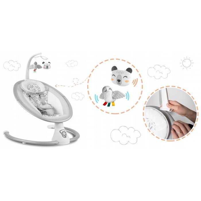Ricokids Leagan electric cu vibratii muzica si jucarii Gri