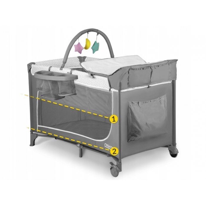 Ricokids Patut pliabil 125 x 65 x 78 cm gri