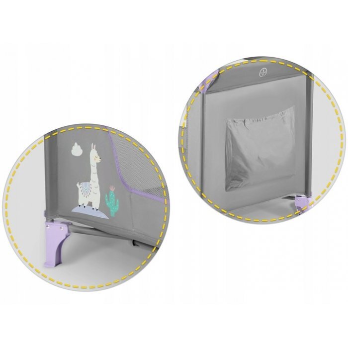 Ricokids Patut pliabil cu un nivel pentru copii pliere compactausa de acces cu fermoarroti cu franehusa transport si saltea pliabila incluse Gri Lavanda