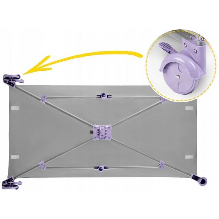 Ricokids Patut pliabil cu un nivel pentru copii pliere compactausa de acces cu fermoarroti cu franehusa transport si saltea pliabila incluse Gri Lavanda