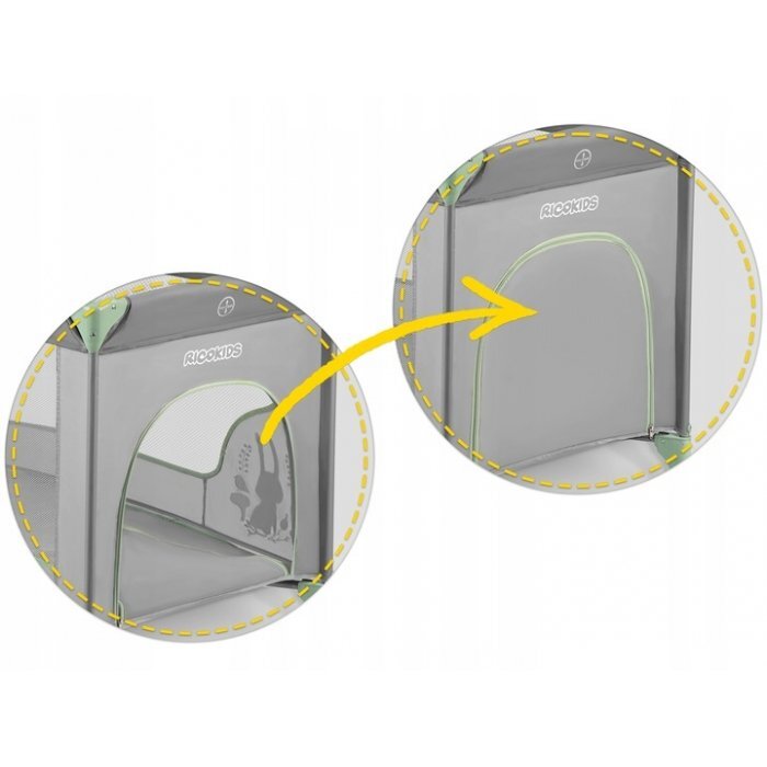 Ricokids Patut pliabil cu un nivel pentru copii pliere compactausa de acces cu fermoarroti cu franehusa transport si saltea pliabila incluse Verde