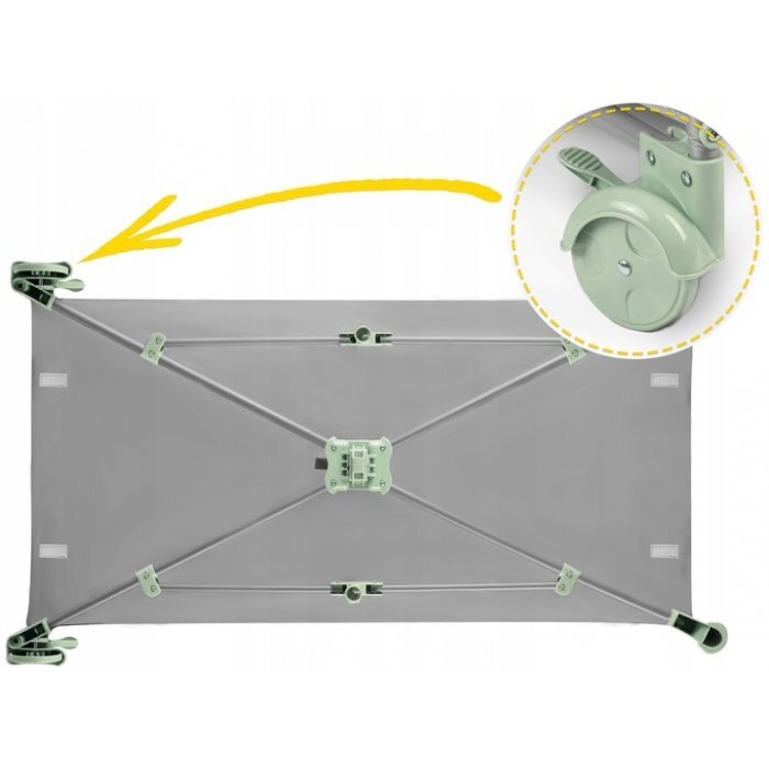 Ricokids Patut pliabil cu un nivel pentru copii pliere compactausa de acces cu fermoarroti cu franehusa transport si saltea pliabila incluse Verde