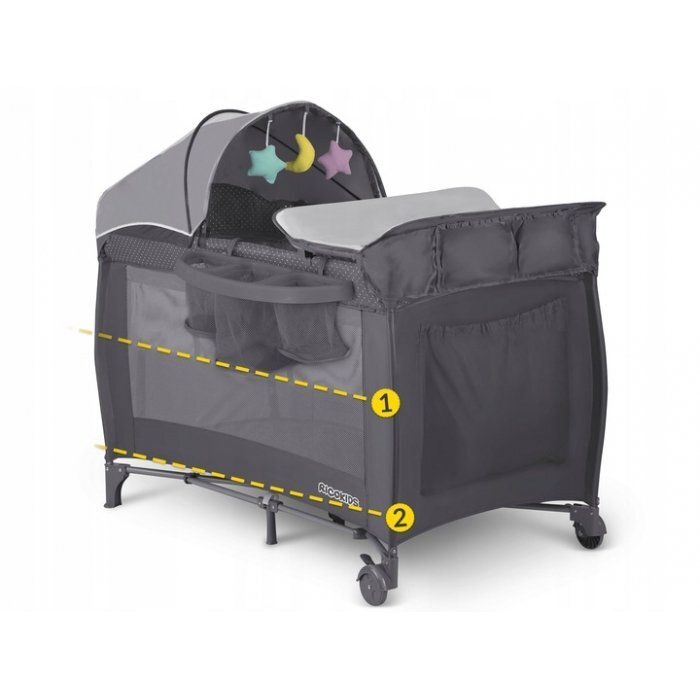 Ricokids Patut pliabil RK-242 antracit cu intrare laterala bara de jucarii organizator si plasa de insecte