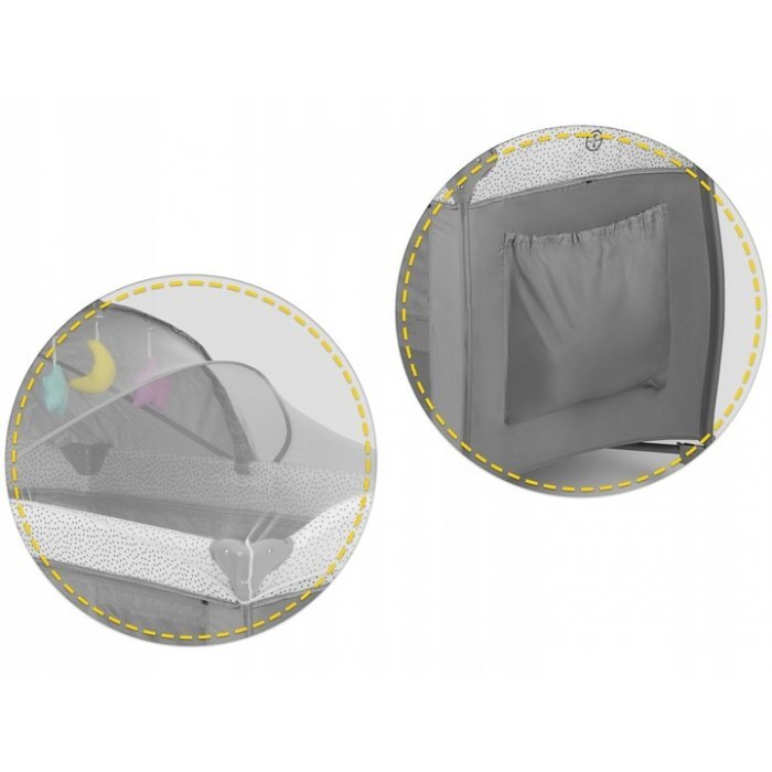 Ricokids Patut pliabil RK-242 gri cu intrare laterala bara de jucarii organizator si plasa de insecte