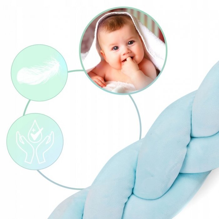 Ricokids Protectie laterala impletita pentru patut cu umplutura antialergica 3metri din plus Albastru