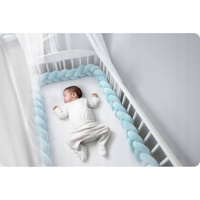 Ricokids Protectie laterala impletita pentru patut cu umplutura antialergica 3metri din plus Albastru