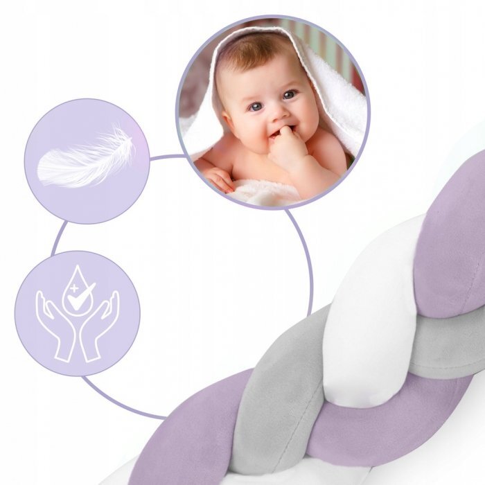 Ricokids Protectie laterala impletita pentru patut cu umplutura antialergica 3metri din plus MovGri