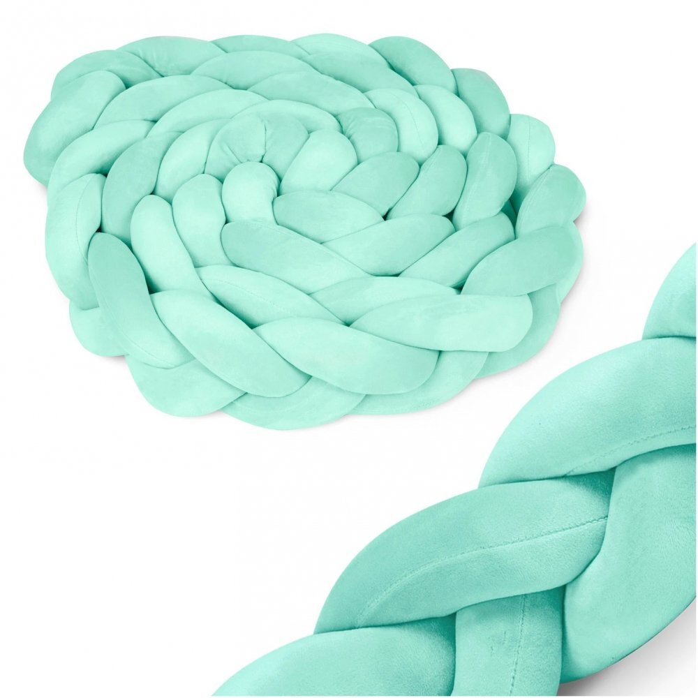 Ricokids Protectie laterala impletita pentru patut Mint 3metriinaltime 11.5 cm din plus cu umplutura antialergica