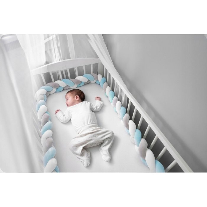 Ricokids Protectie laterala pentru patut impletita 2 m albastru