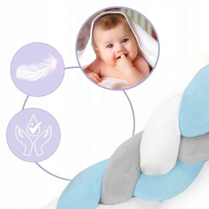 Ricokids Protectie laterala pentru patut impletita 3 m 722101 albastru