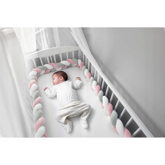 Ricokids Protectie laterala pentru patut impletita 3 m 722103 roz