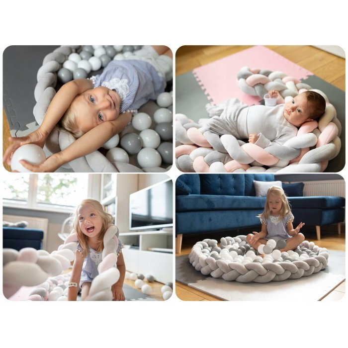 Ricokids Protectie laterala pentru patut impletita 3 m 722103 roz