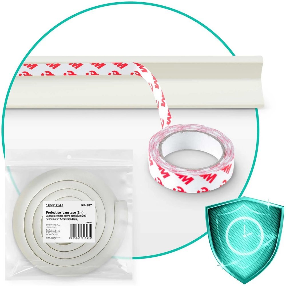 Ricokids Rola protectie multifunctionala din spuma pentru margini si muchii 2m Alb