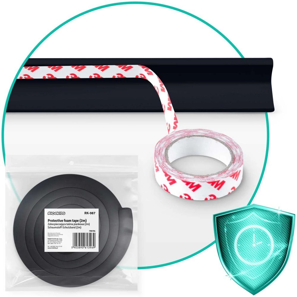 Ricokids Rola protectie multifunctionala din spuma pentru margini si muchii 2m Negru