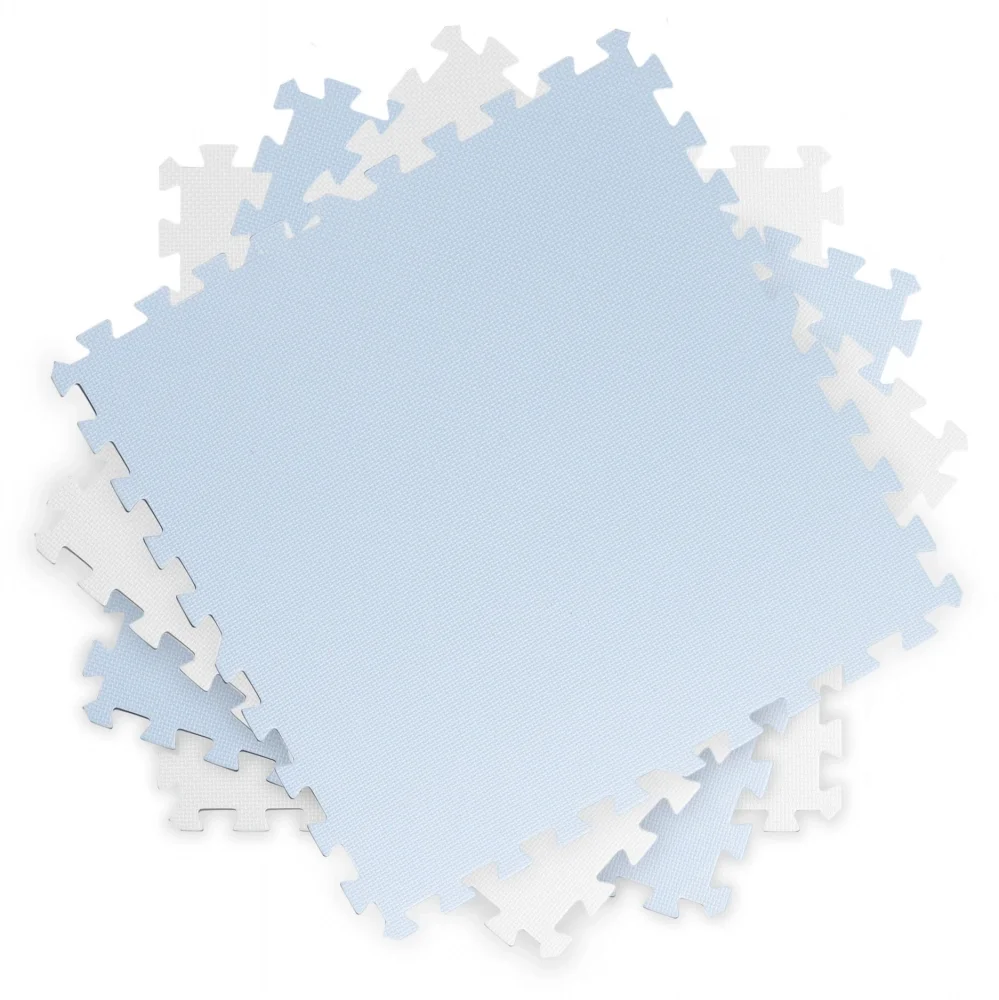 Ricokids Salteluta de joaca 4 piese puzzle pentru copii AlbAlbastru 120x120 din spuma groasa EVA inodoraizolator termic rezistenta la apausor de curatatantiderapanta