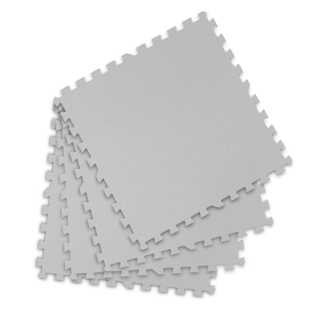 Ricokids Salteluta de joaca 4 piese puzzle pentru copii Gri 120x120 din spuma groasa EVA inodoraizolator termic rezistenta la apausor de curatatantiderapanta