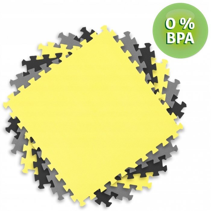 Ricokids Salteluta de joaca tip puzzle 180 X 180 cm galben gri negru