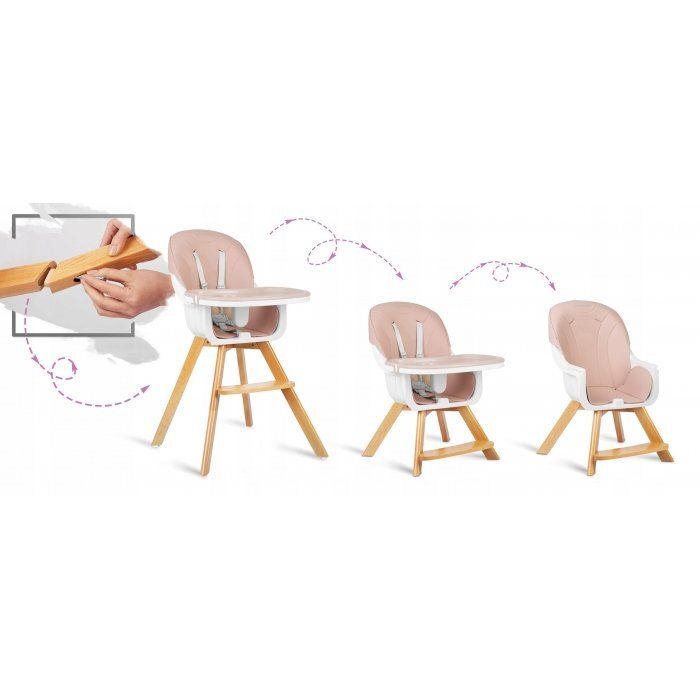 Ricokids Scaun de masa 3 in 1 cu picioare din lemn 63 x 58 x 90 cm Lilo 700203 roz
