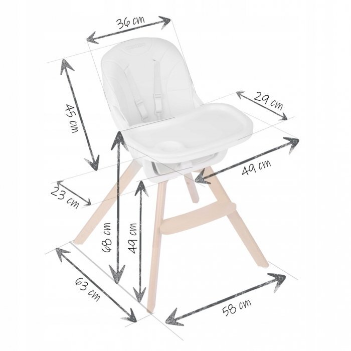 Ricokids Scaun de masa 3 in 1 cu picioare din lemn 63 x 58 x 90 cm Lilo 700203 roz