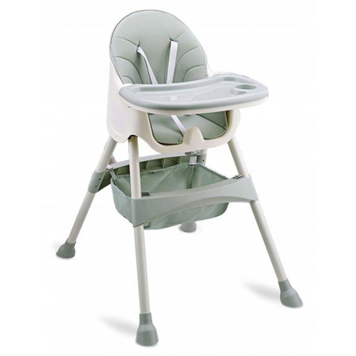 Ricokids Scaun de masa 3in1 transformabil in scaunel clasic cu cos de depozitare baza antiderapanta masuta reglabila suport picioare si husa detasabila Milo Verde