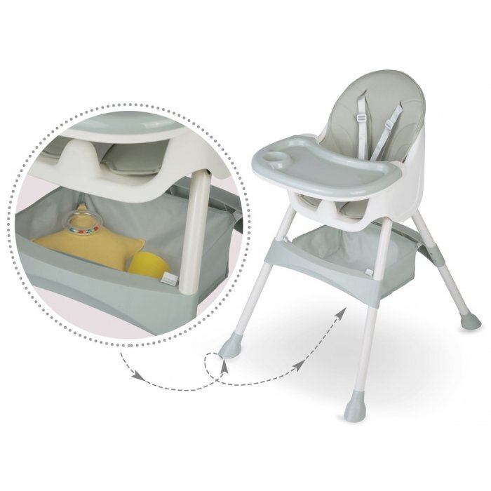 Ricokids Scaun de masa 3in1 transformabil in scaunel clasic cu cos de depozitare baza antiderapanta masuta reglabila suport picioare si husa detasabila Milo Verde