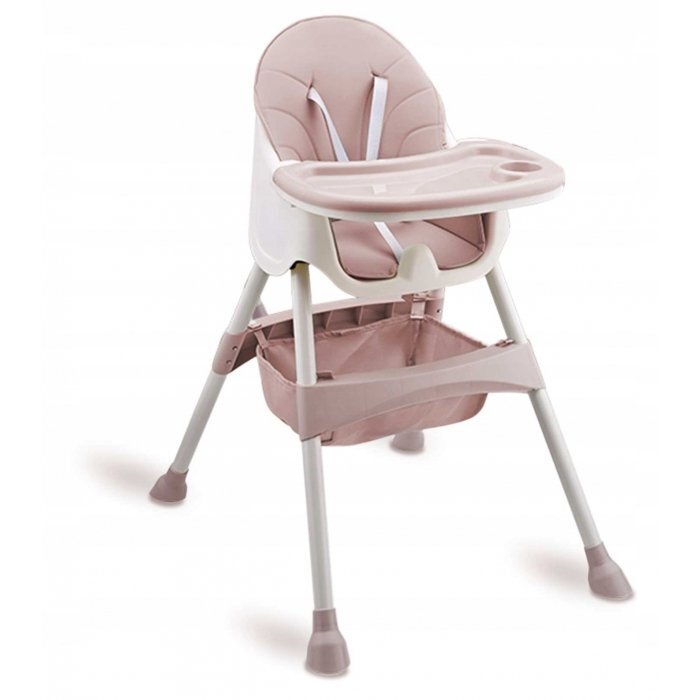 Ricokids Scaun de masa 3in1 transformabil in scaunel clasiccu cos de depozitarebaza antiderapantamasuta reglabilasuport picioare si husa detasabila Milo Roz