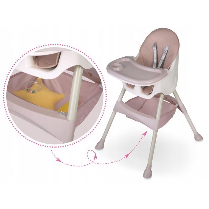 Ricokids Scaun de masa 3in1 transformabil in scaunel clasiccu cos de depozitarebaza antiderapantamasuta reglabilasuport picioare si husa detasabila Milo Roz