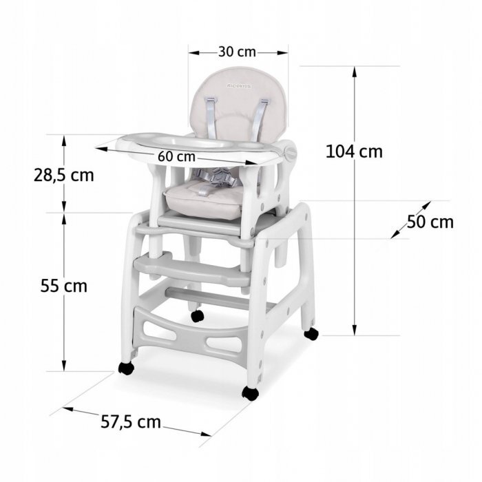 Ricokids Scaun de masa 5 in 1 Sinco Gri
