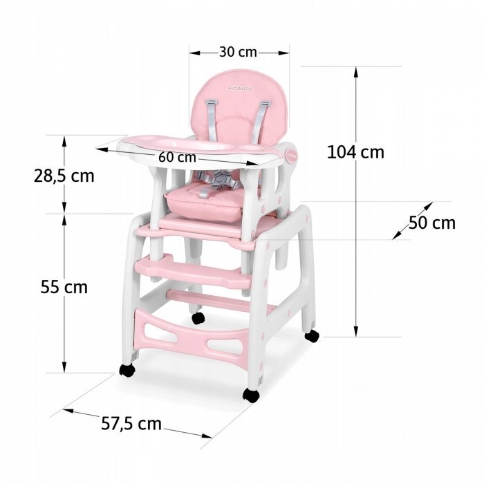 Ricokids Scaun de masa 5 in 1 Sinco Roz