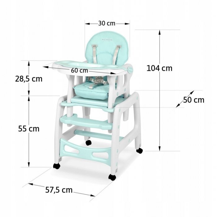 Ricokids Scaun de masa 5 in 1 Sinco Turcoaz