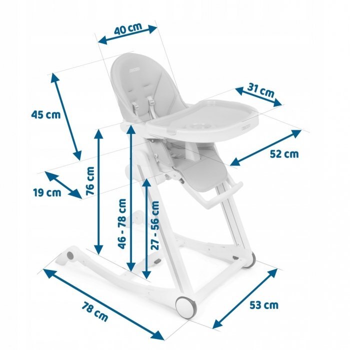 Ricokids Scaun de masa cu roti Tugo gri